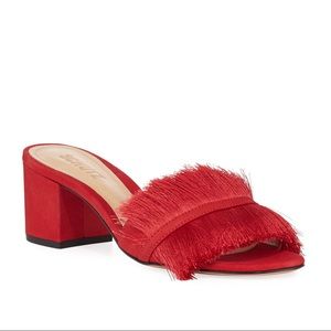 Schutz Elza Suede Fringe Mules
